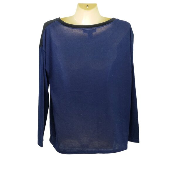August Silk Womens M Blue‎ & Silver Colorblock Long Sleeve Top - Picture 3 of 6